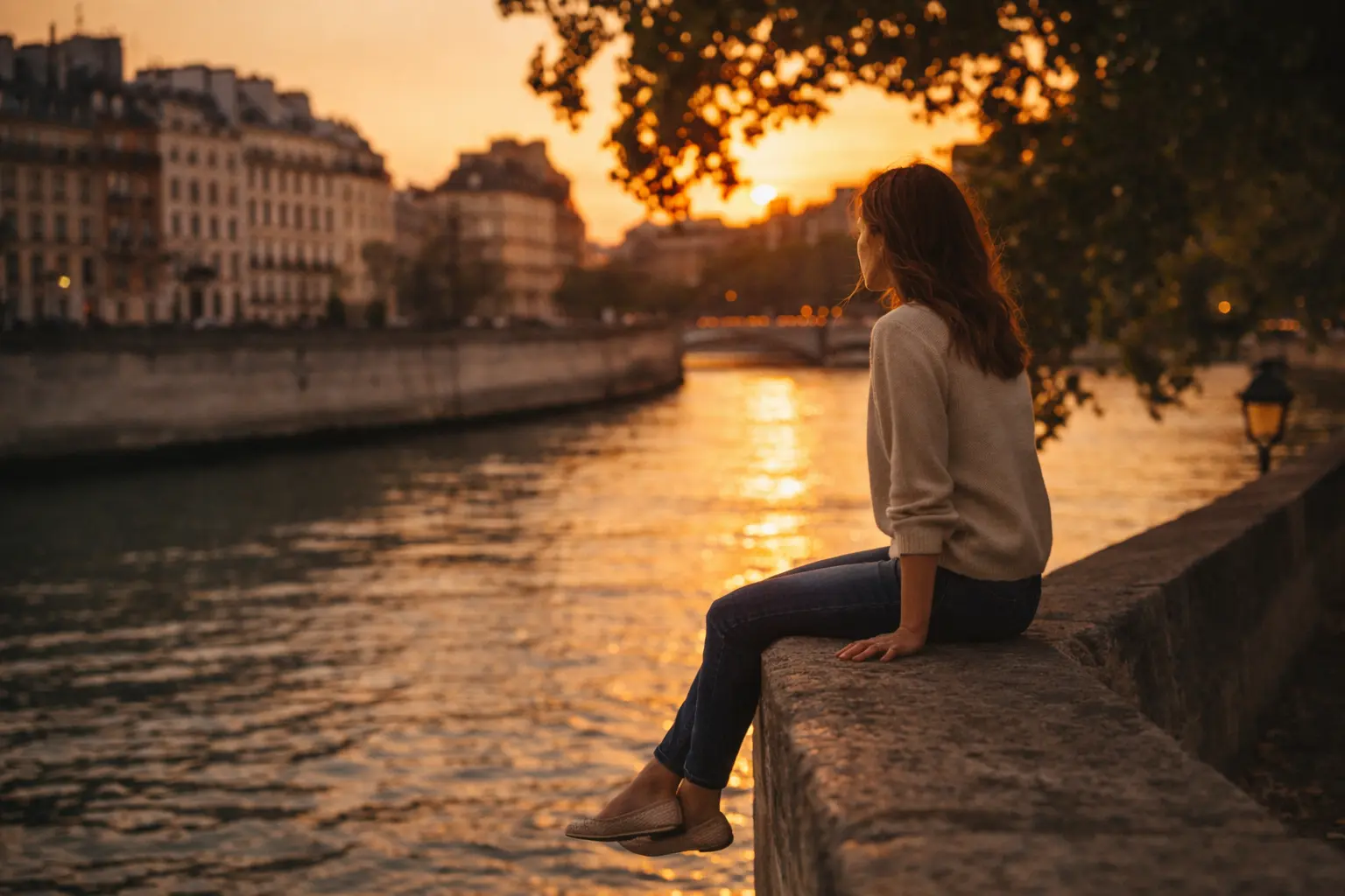 Coucher de soleil sur les quais de l'Île Saint-Louis