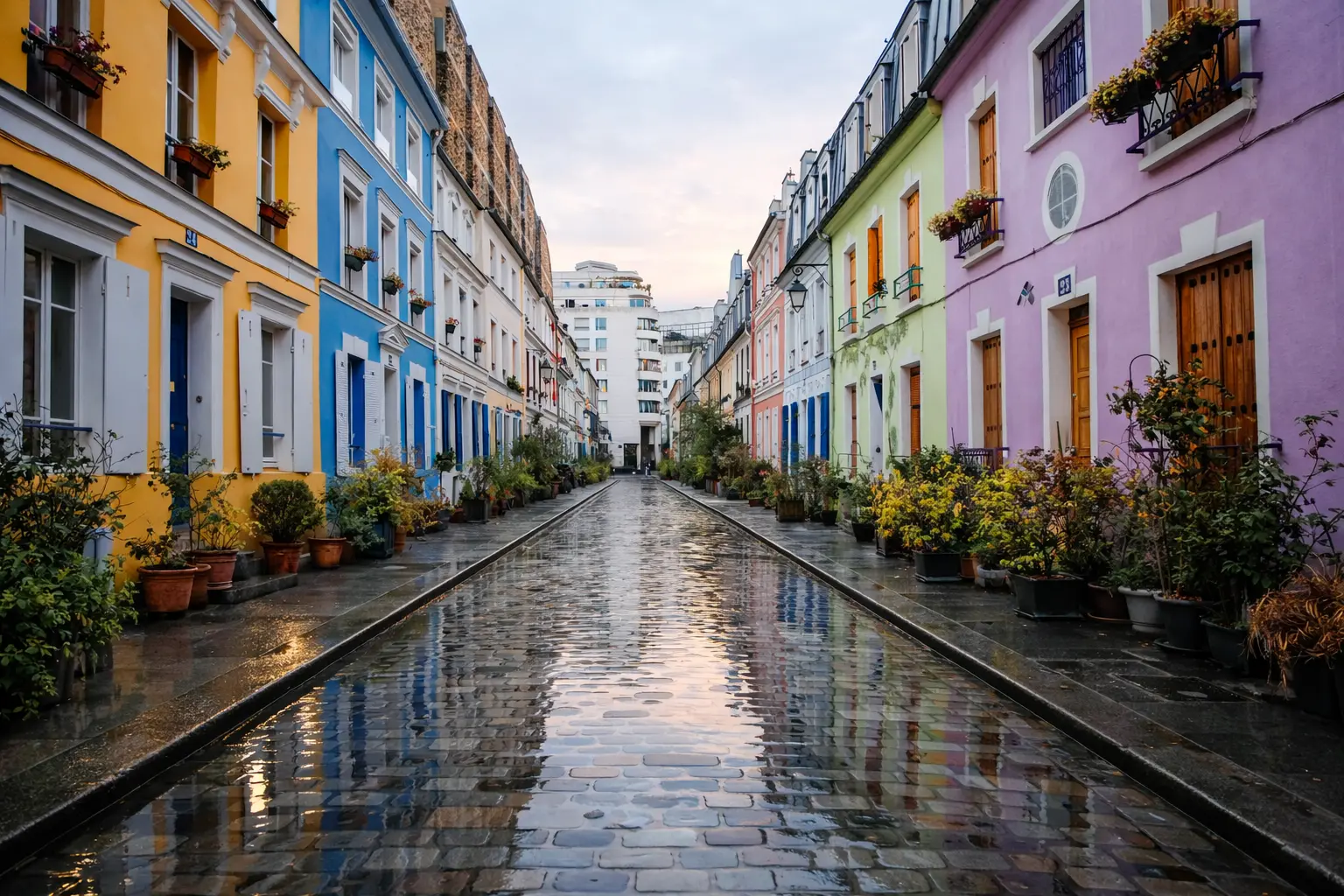 Rue Crémieux à Paris façades colorées